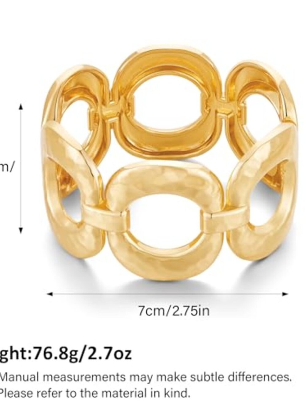 Gold Plated Chunky Bangle Bracelet Wide Cuff Hinged Statement